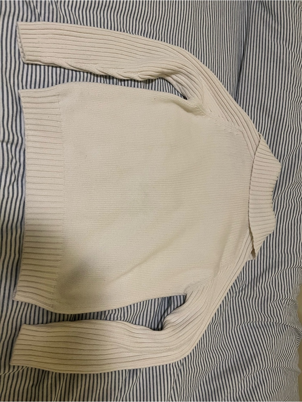 Marks & Spencer Cream Button-Front Ribbed Cardigan - Picture 2 of 5
